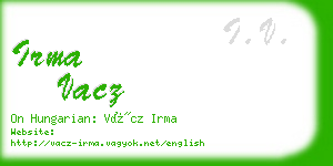 irma vacz business card